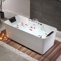 Baignoire autoportante en acrylique à surface solide, baignoire de massage intérieure, design moderne
