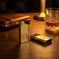 Briquet à cigare plaqué or, torche au butane réfléchissante pour cigare, barbecue, extérieur