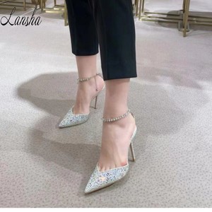 Luxury point toe Gradient <strong>pink</strong> rhinestone stiletto <strong>heels</strong> for <strong>women</strong> summer dress shoes party shoes - Product Image 3