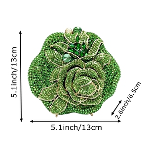 Sac de soirée pour femme, charmant, à fleurs, avec strass, pochette à cristaux étincelants, sac romantique pour rendez-vous et réunions - Product Image 6