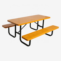 Table de pique-nique en métal commerciale d'extérieur avec banc détaché mobilier de jardin table à manger en acier extérieur patio table de café moderne