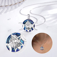 Collier pendentif amulette triple lune déesse Lilith Hécate, bijoux Wiccan mythologiques païens Changda, pour sorcières