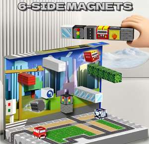 कारखाने थोक शहर यातायात थीम चुंबकीय भवन ब्लॉक 100 पीसी चुंबकीय निर्माण सेट बच्चे के लिए शैक्षिक खिलौना - Product Image 3