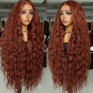 KEMY HAIR New Auburn 34" Synthetic <strong>Wigs</strong> HD Lace Front Deep Curl <strong>Braided</strong> Heat Resistant Fiber Blend Synthetic <strong>Wig</strong> for Black Women - Product Image 3