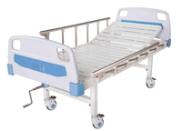 Lit d'hôpital manuel à 2 manivelles pour salle d'hôpital, lit de soins à deux fonctions pour maison de retraite avec matelas, tête de lit en ABS, cadre en acier