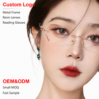 Lunettes de lecture presbyopes ODM élégantes et luxueuses en résine, sans monture, à bords taillés en diamant, anti-lumière bleue, pour personnes d'âge moyen et âgées