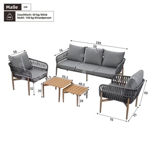 أثاث حديقة فاخر حديث من AJUNION ، مجموعة حديقة علوي ذات تأثير خشبي من الفولاذ المجلفن ، أثاث حبل فناء - Product Image 2