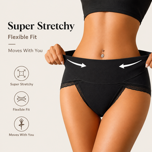 Mutande Modellanti a Vita Alta per <span class=keywords><strong>Donna</strong></span>, 95% <span class=keywords><strong>Cotone</strong></span> 5% Spandex, <span class=keywords><strong>Slip</strong></span> Contenitivi in Pizzo, Taglie Grandi, Multicolore - Product Image 2