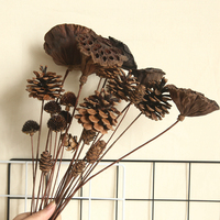 Racines de lotus séchées et cônes de pin décoratifs, fleurs séchées naturelles pour la fête des mères et la décoration de Noël à la maison