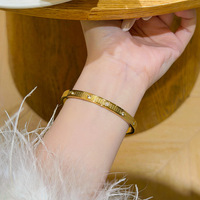 Gelang Baja Titanium Resoul Creative CZ Anti Alergi Tidak Luntur Model Bangle Berengsel Hadiah Perhiasan