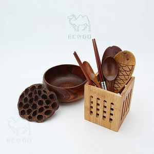 Cubiertos de madera impermeables para tenedores Cucharas Portaherramientas Organizador cosmético multifuncional - Product Image 6