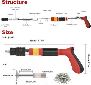 Kit de pistolet à clous manuel pour béton, 110 clous en acier, outil de fixation murale portable à 5 vitesses pour le travail du bois et la décoration - Product Image 4