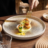 Vaisselle en céramique de luxe rétro pour la restauration, assiettes pour steak et dessert, vente en gros