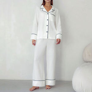 Chemise de nuit 100 coton personnalisée pour femmes, chemise de nuit boutonnée petit ami chemise de nuit style <span class=keywords><strong>mi</strong></span>-<span class=keywords><strong>long</strong></span> pyjamas/ - Product Image 1