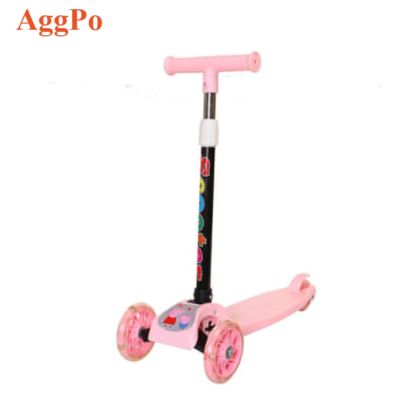 Kick Scooter untuk Anak-anak Yang Dapat Disesuaikan dengan Ekstra Lebar Deck PU Berkedip Roda Besar Anak-anak Skuter & Balita Scooter 3-12 Tahun