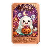 Barre de cuivre personnalisée 1 oz, design Halloween, haute relief, barre de collection, lingot de cuivre fin 1 oz .999 imprimé en couleur
