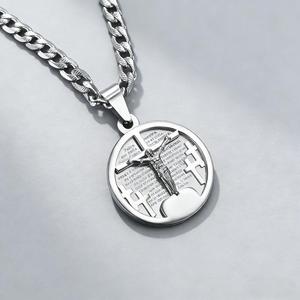 Cross-border best-selling unique and exaggerated cross-shaped brand faith <b>titanium</b> steel Cuban necklace with 18K gold plated hip - Product Image 3