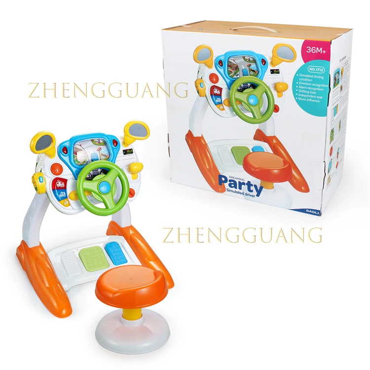 ZG игрушечный Электрический детский симулятор B/O с героями мультфильмов, вождение автомобиля, музыка, рулевое колесо, игрушка