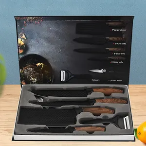 Luxo Cozinha Profissional Japonês Damasco Aço Inoxidável Cozinha Acessórios Knife Set