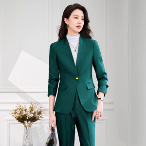 Women's Suit Set Polyester Worsted Full Sleeve Autumn Anti-Wrinkle Office Lady Professional Slim Fit - Product Image 4