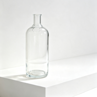 Bouteilles de verre personnalisées de 1000 ml, 620 g, avec décalcomanie mate de luxe, vides, pour spiritueux, vin, brandy, avec couvercle en verre