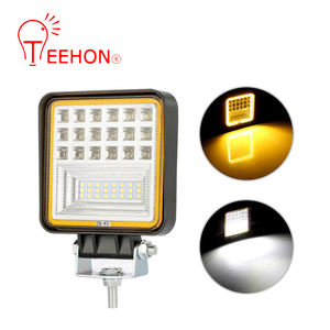 Lampu Kerja LED 4 Inci 126W, dengan Bukaan Kuning Cincin Halo 12V 24V DRL Desain Baru untuk Bus Truk Traktor Offroad - Product Image 1