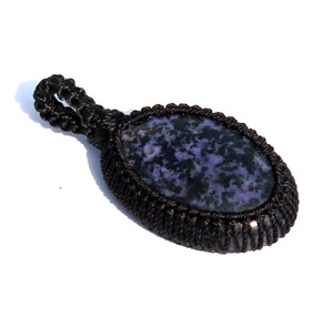 Charoite Cabochon Macramé Cordon Wrap Pierre Pendentif Style Bohème Bouddhiste Macramé Artiste Cristal Guérison Piedras Naturales - Product Image 2