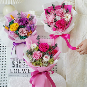 Nhà Máy Mãi Mãi Hoa Hồng Tú Cầu Vĩnh Cửu Rose Khô Bó Hoa Cho Đám Cưới Trang Trí Nội Thất Valentine Món Quà Màu Tím Bảo Quản Bó Hoa - Product Image 3