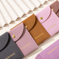 Enveloppes à bijoux compactes avec logo personnalisé, fermeture à pression à rabat arrondi, pour l'emballage de bijoux et d'accessoires en marque privée