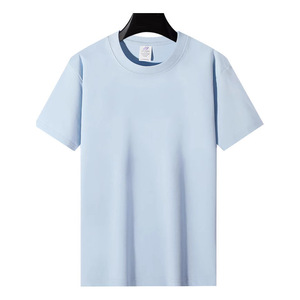 Promotional T-Shirt Black 240g Cotton Round Neck Short Sleeve Solid Color Leisure Wear - Product Image 2