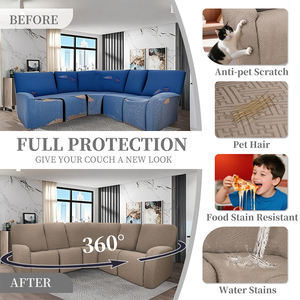 Housse de canapé sectionnel en forme de L personnalisable, kaki foncé, jacquard, antidérapante, imperméable, extensible, pour renouveler les vieux canapés, protection pour la maison - Product Image 5