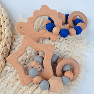 Anneaux de dentition en bois de frêne souple Shine Pep, jouet musical pour nouveau-né, bracelets unisexes pour le soin et le jeu, 0-24 mois - Product Image 2