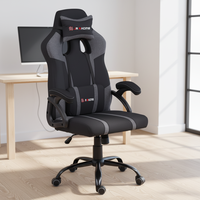 JR RACING JR-4549-B Chaise de jeu ergonomique au design moderne en cuir PU Anji et nylon, confortable, inclinable et réglable