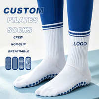 Chaussettes de Pilates personnalisées haut de gamme avec logo brodé, antidérapantes avec points en silicone, respirantes, pour studio de yoga
