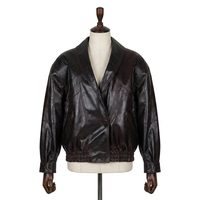 Blouson en peau de mouton pour femme, écologique, anti-plis, vente en gros usine, véritable, marron foncé, coupe bomber, uni, automne, col court, boutonné