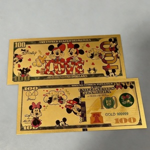 Tarjeta de dibujos animados de <span class=keywords><strong>Mickey</strong></span> Mouse, <span class=keywords><strong>Minnie</strong></span>, Donald Duck, Daisy, Goofy y <span class=keywords><strong>Pluto</strong></span>, billetes de banco de lámina dorada para regalos y souvenirs - Product Image 4