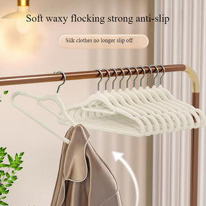 Direct Factory Supply Anti-Slip Velvet Hanger for Home Plastic Clothes <strong>Rack</strong> &amp; <strong>Rail</strong> for Seamless Arrangement &amp; Storage - Product Image 5