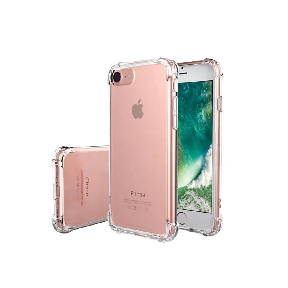 Shockproof Clear Case For iPhone SE2 Soft TPU Hard PC Back Cover, For iPhone 7 Bumper Case Clear With 4 Corners Air Cushion