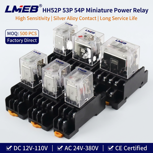 Miniature Coil Relay HH52P 53P 54P Wholesale 8Pins General Purpose Electromagnetic Power Relay Sealed Switch AC220V