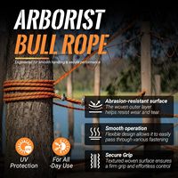 Corde d'arboriste 1/2 po, 100 pi, 9000 lb, double tressage, pour l'abattage d'arbres, la remorquage, la manipulation d'arbres, la randonnée, la voile et le camping