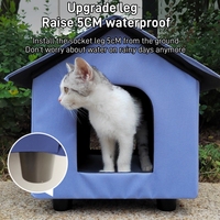 Rumah Kucing IVY Berpemanas, Indoor Outdoor, Tahan Air dan Anti Lembab, Kandang Kucing, Tempat Tidur dengan Kaki