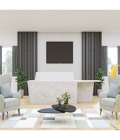 Conception d'éclairage LED exceptionnelle et brillante, bureau de réception en demi-cercle en surface solide CORIANS, hôpital, hôtel, centre commercial, respectueux de l'environnement