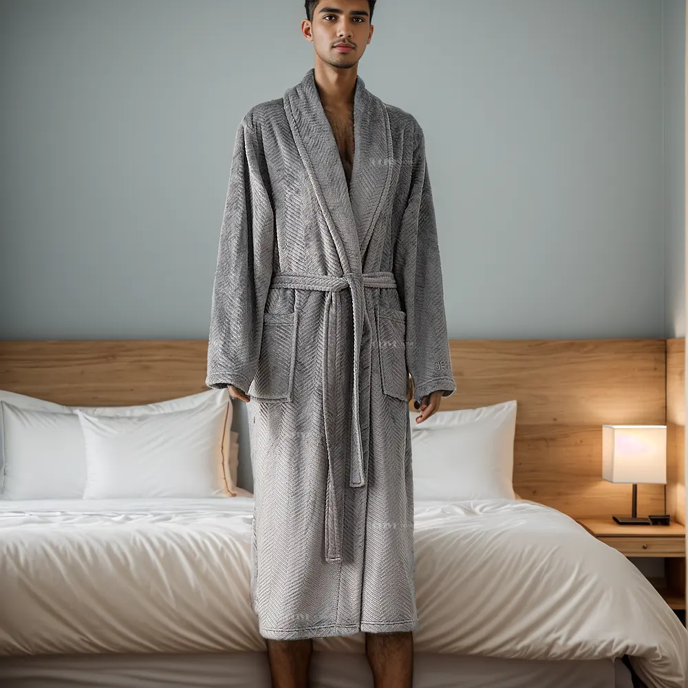 居心地の良い暖かいファジーロングホテルスパローブテリー女性ローブショールカラーフリースパジャマ女性用パジャマ男性用バスローブ