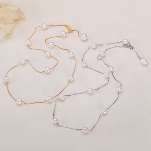 Nouveau collier de clavicule en argent 925 avec perles d'eau douce blanches, motif ciel étoilé, élégant et polyvalent pour femme, collection printemps-été - Product Image 1