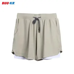 Buker Long Tight Fit Custom Board Training Oem Double Lined Blue Seamless Trending Unlined 2 Layer Butter Men'S Gym Shorts 7Inch