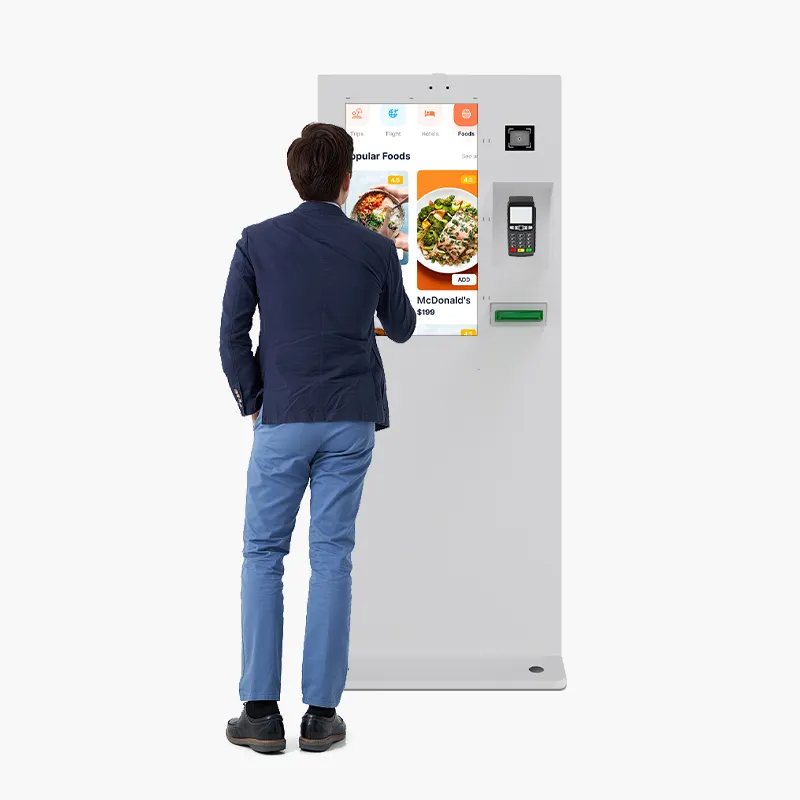 Buiten Bestelling Kiosk 27 32 43Inch Fastfood Pos Terminal Printer Touchscreen Outdoor Kassa Kiosk Self Service Kiosk Machine