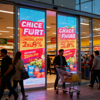 Panneau d'affichage de fenêtre publicitaire écran d'affichage transparent LED sans couture haute luminosité pour vitrine en verre de magasin de détail