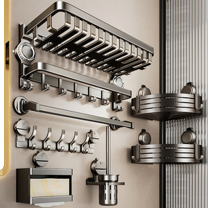 Giá treo khăn gấp bằng nhôm, không cần khoan, gắn tường bằng cốc hút, kệ đựng khăn tắm, vật dụng nhà tắm cho khách sạn, phòng ngủ, phòng tập thể dục - Product Image 1