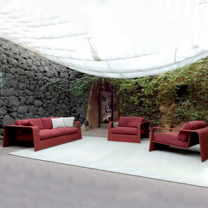 Sofá de Exterior al por Mayor para Jardín, Piscina, Ocio, Asientos Rojos de Aluminio, Sillón Profundo Personalizado para Patio, Jardín, <span class=keywords><strong>Hotel</strong></span>, Playa, Piscina - Product Image 2
