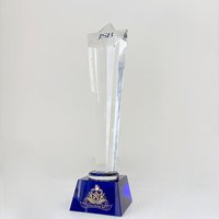 Personnalisable Star Crystal Glass Awards avec base bleue